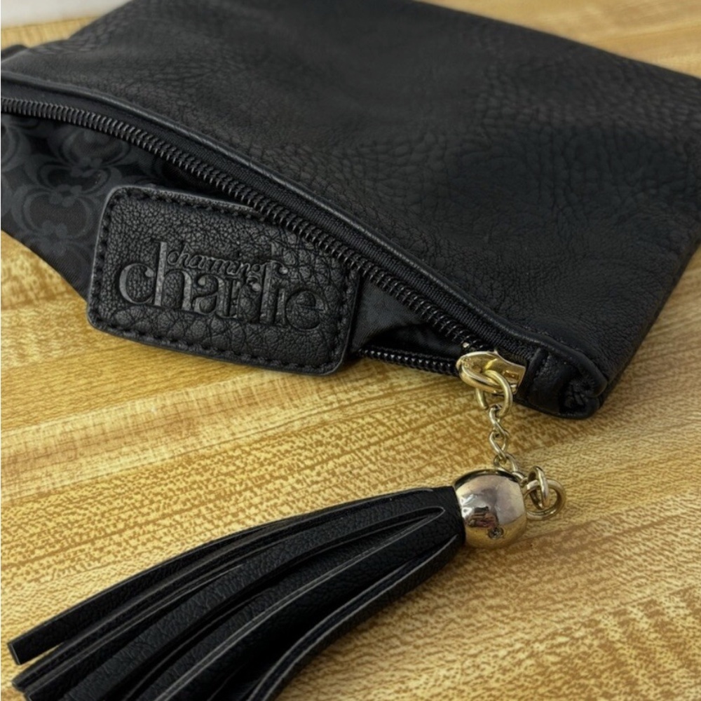 Charming Charlie Black Textured Wristlet with Tassel